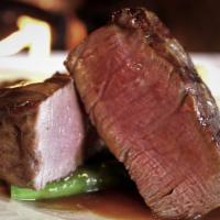 Filet · 8oz center cut, chargrilled, served with potato tortino and grilled vegetables.