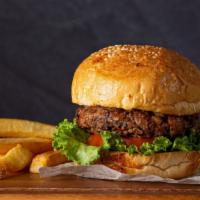 Hamburger · Delicious juicy beef patty with house toppings on a buttery bun.