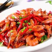 Hunan Shrimp 湖南蝦  · Large shrimps wok-tossed with broccoli, mushrooms, cabbage, carrots, and green peppers in sp...