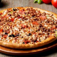 Big 10 Pizza · Italian Sausage, Pepperoni, Beef, Canadian Bacon, Sausage, Onions, Green Peppers, Mushrooms,...