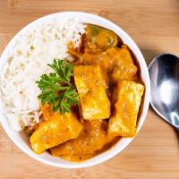 Tofu Masala · Fresh cubed tofu cooked in a house special masala with sliced onions, tomatoes, ginger, and ...