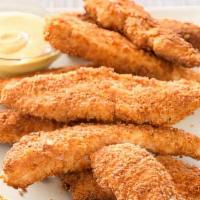 Chicken Tenders (6 Pcs) · Six juicy Chicken Tenders.  Served with your choice of two dipping sauces.