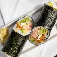 Super California Burrito · Crab, avocado cucumber cream cheese shrimp tempura and eel sauce