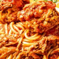 Spaghetti Entree · Perfect al dente Spaghetti prepared in your favorite sauce and finished with one or more of ...