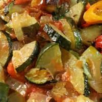 Roasted Zucchini W/ Peppers & Onions · 