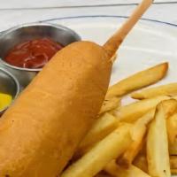 Kid'S Regular Special · Corn dog on a stick, hot dog or grilled cheese sandwich with small fries or small tater tots...
