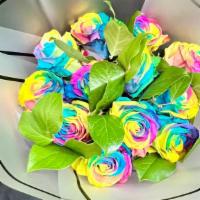 Dozen Rainbow Tinted Roses (Wr) Bouquet · So fresh and beautiful Dozen Rainbow Roses Wrap Bouquet .