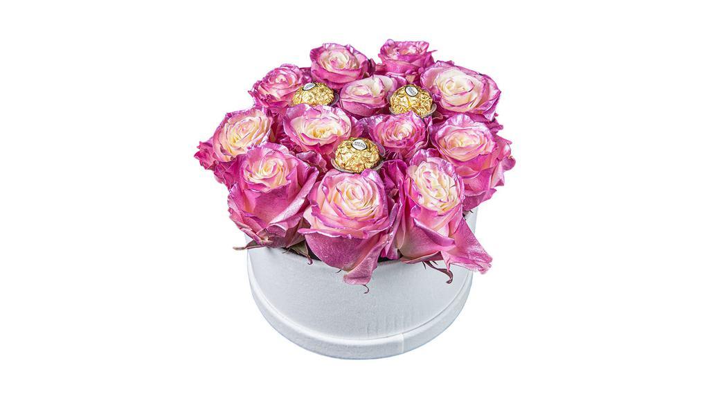 Mom, For You · Bright Tint Pink Roses with Cholcolates.