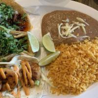 3 Taco Plate With Rice & Beans · 