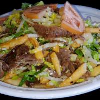 Olympic Gyros · Gyros and Greek fries together as one! With lettuce, tomatoes, onions & Greek vinaigrette. A...
