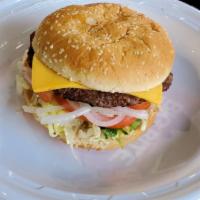 Cheese Burger · 1/3 lb 100% pure beef, charbroiled w/ romaine lettuce, tomatoes, & onions w/ American
cheese