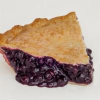 Blueberry Double Crust Slice · Delicious Michigan blueberries gently baked into a golden, hand-crimped pie crust.