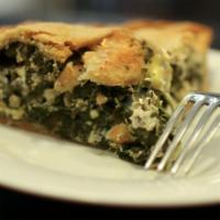 Lg Spinach Pot Pie · Our spinach pot pie filled with spinach, Feta, Goat cheese, and Mozzarella is the most delic...