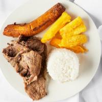 *Carne Asada · grilled steak, cassava, sweet plantain, rice, salad

 These items are cooked to order. Consu...