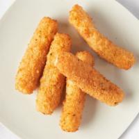 Mozzarella Sticks · Creamy mozzarella dipped in seasoned batter and deep fried served with marinara sauce for di...