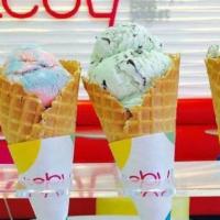 Waffle Cone · Hand Scoop Flavor Choice and can add 2 topping addition on the side for an additional charge.