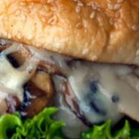 Mushroom Burger · Sauteed onions and mushrooms, lettuce, tomato and cheese.