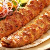 Chicken Kifta Kabob Entree · Grilled seasoned chicken breast minced with onions and parsley and very special spices.