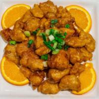 50 Orange Chicken · Deep fried chicken breast mixed with special orange sauce.