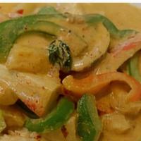 51 Seafood Panang · Shrimp, mussels, imitation crab meat, scallops  Panang curry sauce, bedded with mixed vegeta...