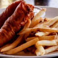Fish & Chips · Beer battered North Atlantic cod, tartar sauce, and fries.