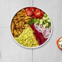 Chook Nook Shawarma Bowl · Stir fried shredded chicken breasts marinated in a mediterranean blend of herbs and spices s...
