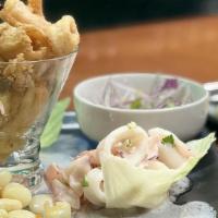 Trio Marino · Classic ceviche, ceviche mixto and jalea. **Consuming raw or undercooked meats, poultry, sea...