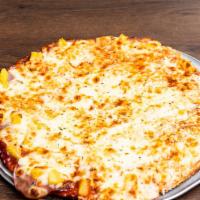 Thin Crust Hawaiian Pizza · Canadian bacon, pineapple, BBQ sauce or regular sauce.