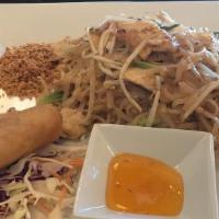 Pad Thai · Stir-fried rice noodles with egg, bean sprout, scallion in a special tamarind sauce w/ground...