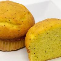 Lemon Poppyseed Muffin · Our moist lemon muffin with poppyseeds. Not tart, just the right amount of sweetness.
