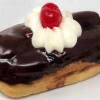 Eclairs · Choute paste filled with Bavarian cream and topped in chocolate
