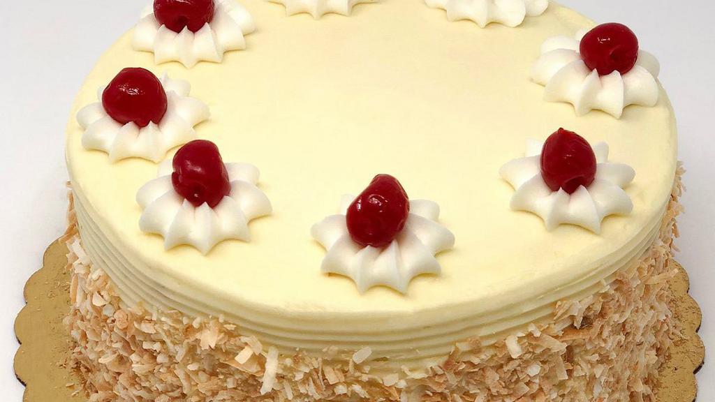 Italian Creme Cake · A buttermilk cake with pecans and coconut with a vanilla cream filling. To make it even more decadent we ice it in cream cheese, also available in a 6