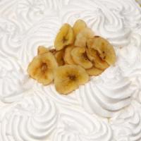 Banana Cream Pie · A banana flavored cream filling with fresh bananas topped in whipped cream.