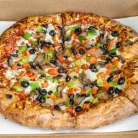 Small Veggie · Pizza sauce, mozzarella, mushroom, white onion, green pepper, black olive & tomato