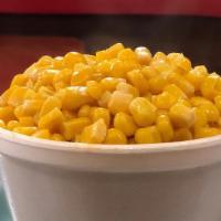 Buttery Corn · Whole kernel corn cooked with sweet creamy butter.