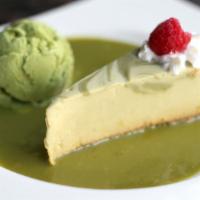 Green Tea Paradise · Green tea cheesecake, green tea ice cream and green tea sauce.