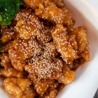 Sesame Chicken · Battered crispy chicken with broccoli and special sauce with sesame seed.