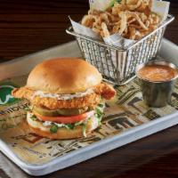 Crispy Chicken Ranch Sandwich · Paul’s own crispy fried chicken recipe, served with tomato, lettuce, pickles and ranch dress...