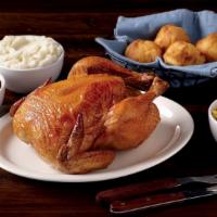 Rotisserie Dinner For 4  · Rotisserie Chicken, 3 pint sides of your choice and 4 jumbo biscuits.  Served hot. 2340-6540...
