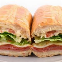 Sarpino'S Italian Sandwich · Fresh salami, pepperoni, capocollo, Canadian bacon, onions, tomatoes, lettuce and our signat...