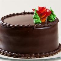 Chocolate Ganache Cake (6”) · Dark chocolate cake, chocolate mousse filling, and chocolate ganache. Serves up to six people.