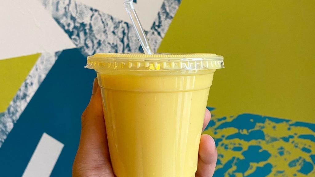 Mango Lassi · A dessert smoothie of blended mango and fresh tangy yogurt.