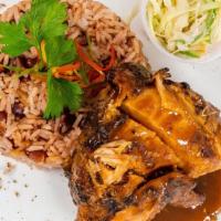 Special Jerk Chicken Bowl · Authentic assorted jerk chicken with a choice of fries, coconut rice and beans/or white vege...