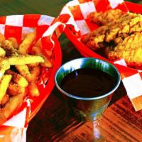 Chicken Tenders · 4 Chicken tenders with choice of sauce, served with fries (with ketchup).