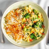 Veggie · Scrambled eggs, broccoli, spinach, mushrooms, red bell peppers.