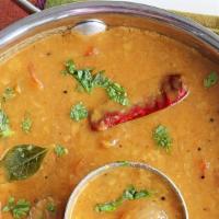 Sambar (16 Oz) · Vegan & gluten-free. Lentil mixed vegetable stew with herbs and spices.