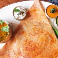 Mysore Masala Dosa · Vegan & gluten-free. Dosa spread with chutney made of roasted chickpeas & spices, stuffed wi...