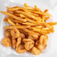 Small Catfish Nuggets, Fries & Drink · Small and savory pieces of seasoned golden-brown catfish, comes with fries and 1 drink.