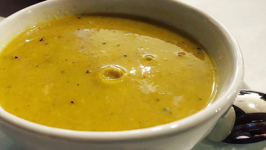 Lentil Soup · Crushed lentil lemon carrots garlic and our special spices. served with fried pita bread and fresh lemon.
