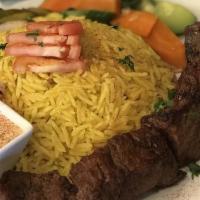 Beef Shish Kebab Platter · Charcoal grilled beef filet seasoned with our special spice blend